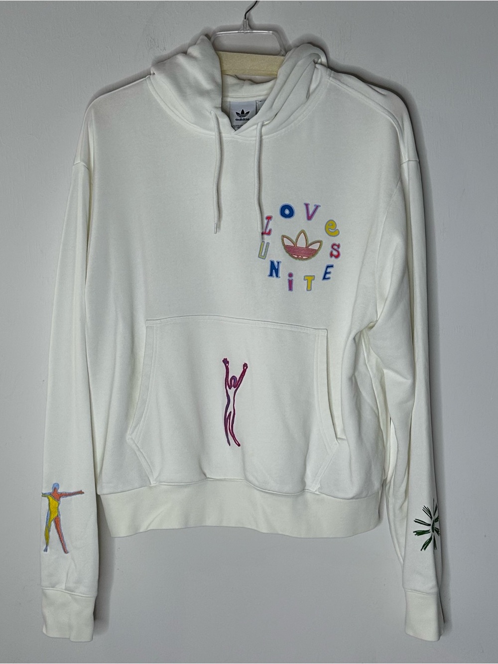 New! Adidas Originals "Love Unites" unisex hoodie in off-white L - Picture 4 of 9